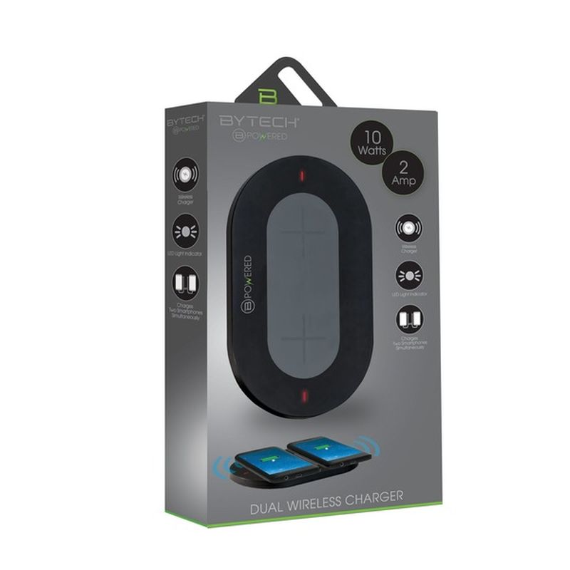 Bytech 1 Ampres & 5 Watts Black Dual Wireless Charging Pad