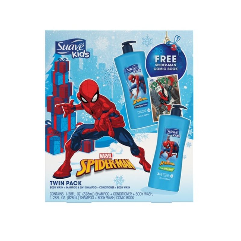 Suave Shampoo, Conditioner And Body Wash Gift Pack Spiderman (28 oz