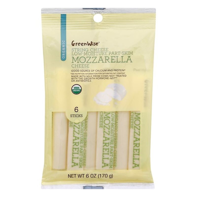 GreenWise String Cheese, Organic, PartSkim, Mozzarella, LowMoisture