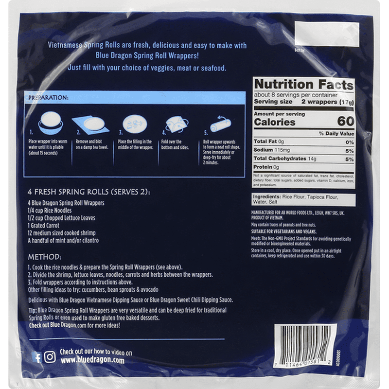 blue dragon spring roll wrappers gluten free
