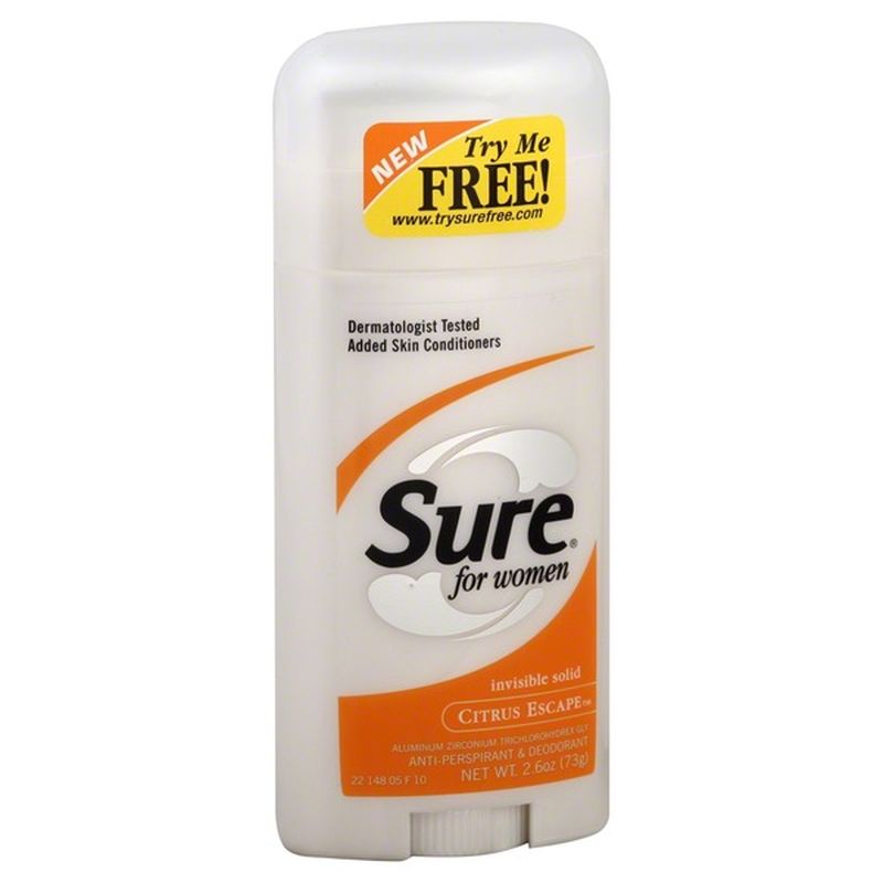 Sure AntiPerspirant & Deodorant, Invisible Solid, Citrus Escape (2.6