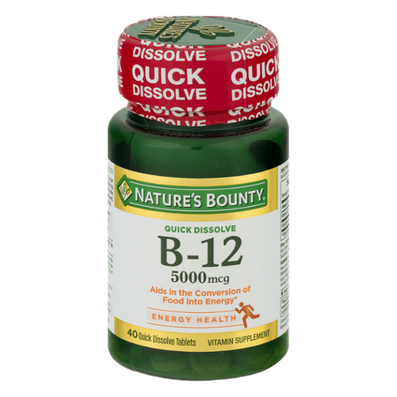 Natures Bounty Vitamin B 12 5000 Mcg Quick Dissolve Tablets 40 Each