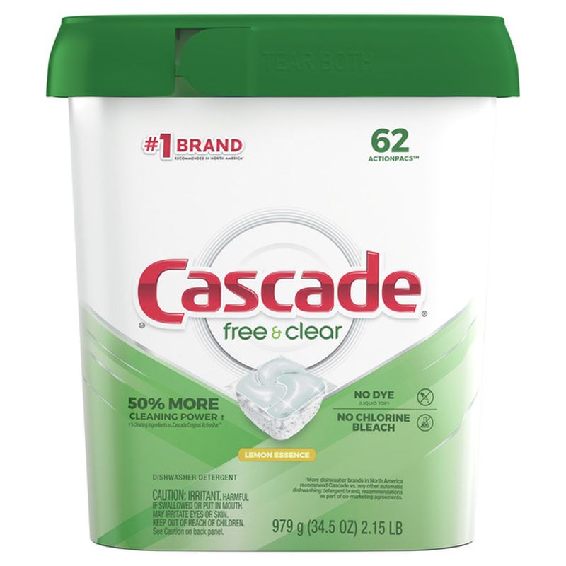 Cascade Free & Clear Actionpacs Dishwasher Detergent Pods, Lemon