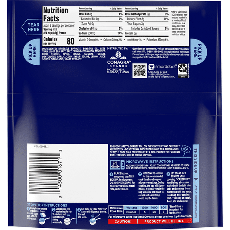 Birds Eye Brussels Sprouts, Sea Salt & Cracked Pepper, Seasoned (10 oz