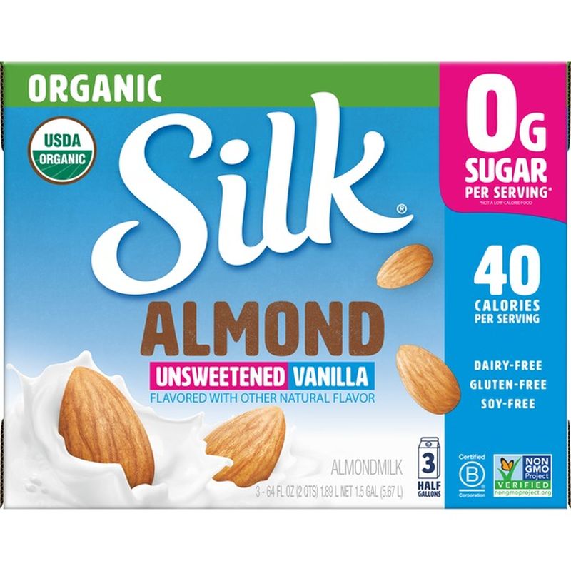 Silk Unsweetened Vanilla Almond Milk (64 fl oz) - Instacart