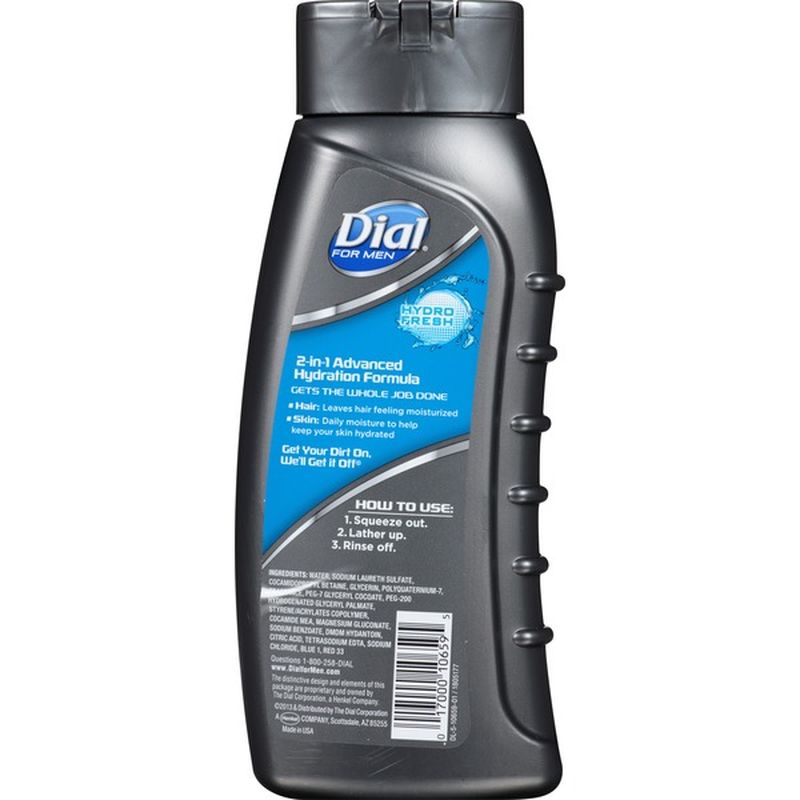 Dial Body + Hair + Face Wash, 3 in 1, Aloe, Hydro Fresh (20 fl oz