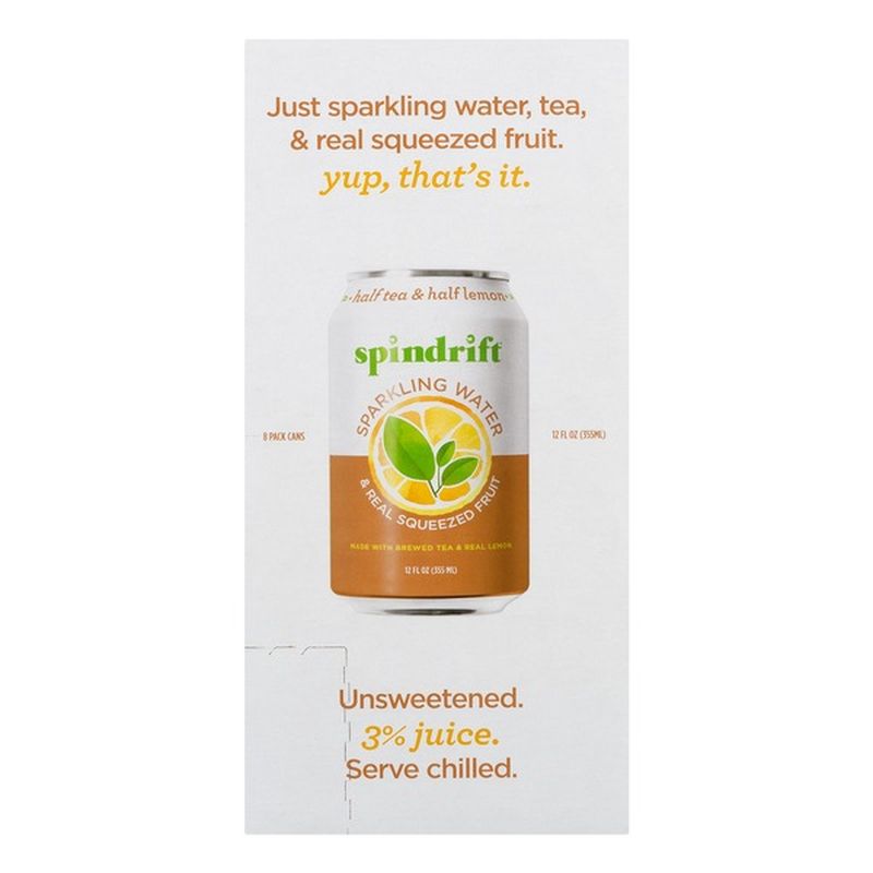 Spindrift Sparkling Water, Unsweetened, Half Tea & Half Lemon (8 each