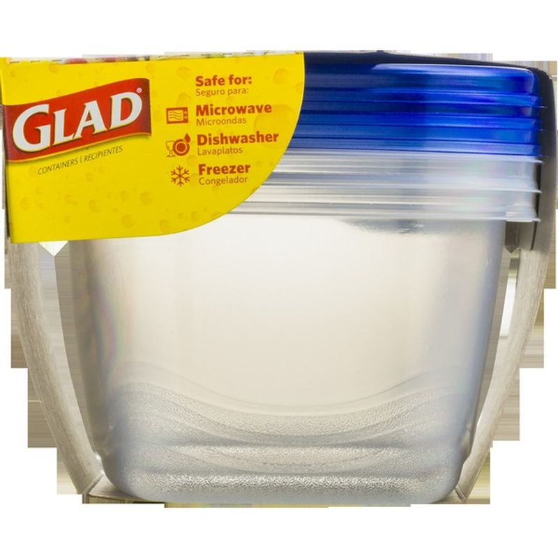 Glad Containers & Lids, Deep Dish, Large Rectangle, 8 Cups (3 each