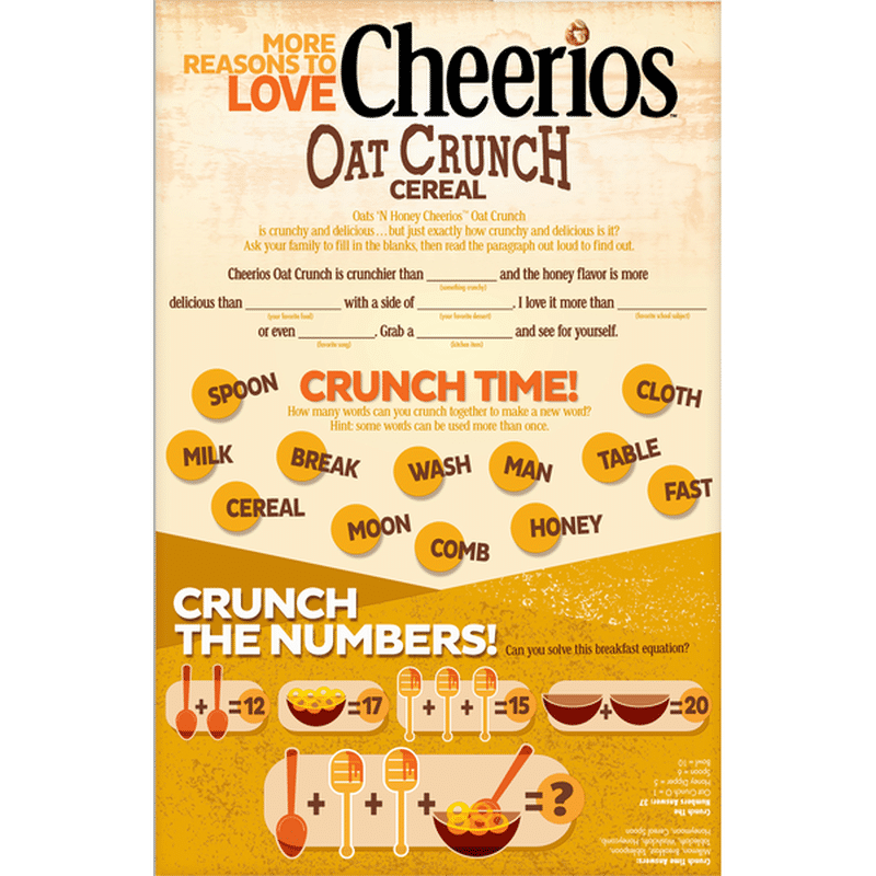 Cheerios Oat Crunch Oats N Honey Large Size 18 2 Oz Instacart