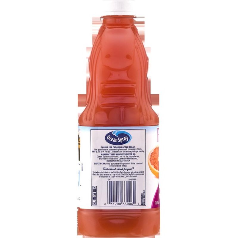 Ocean Spray 100 Juice, No Sugar Added, Ruby Red Grapefruit (60 oz