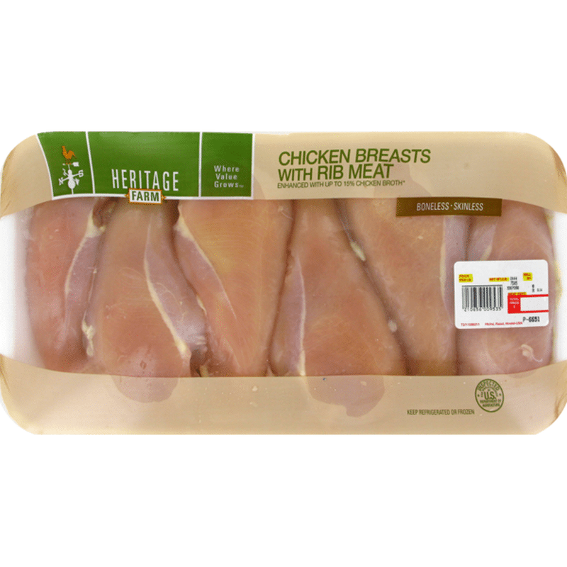 Heritage Farms Boneless Skinless Chicken Breasts With Rib Meat Per Lb Instacart