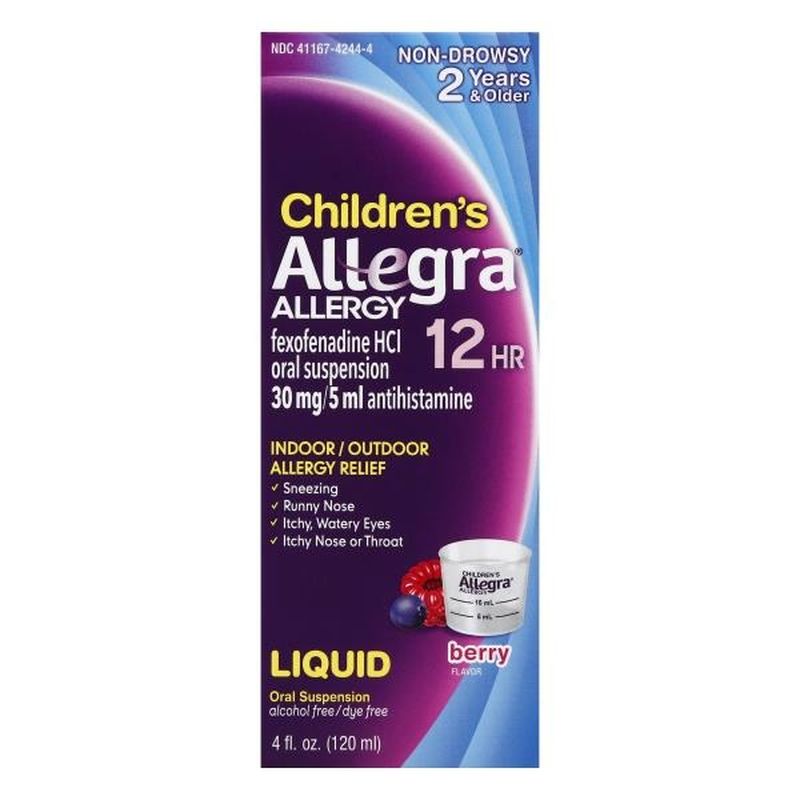 Allegra Allergy Relief, 12 Hour, Liquid, Berry Flavor, Children's (4 oz