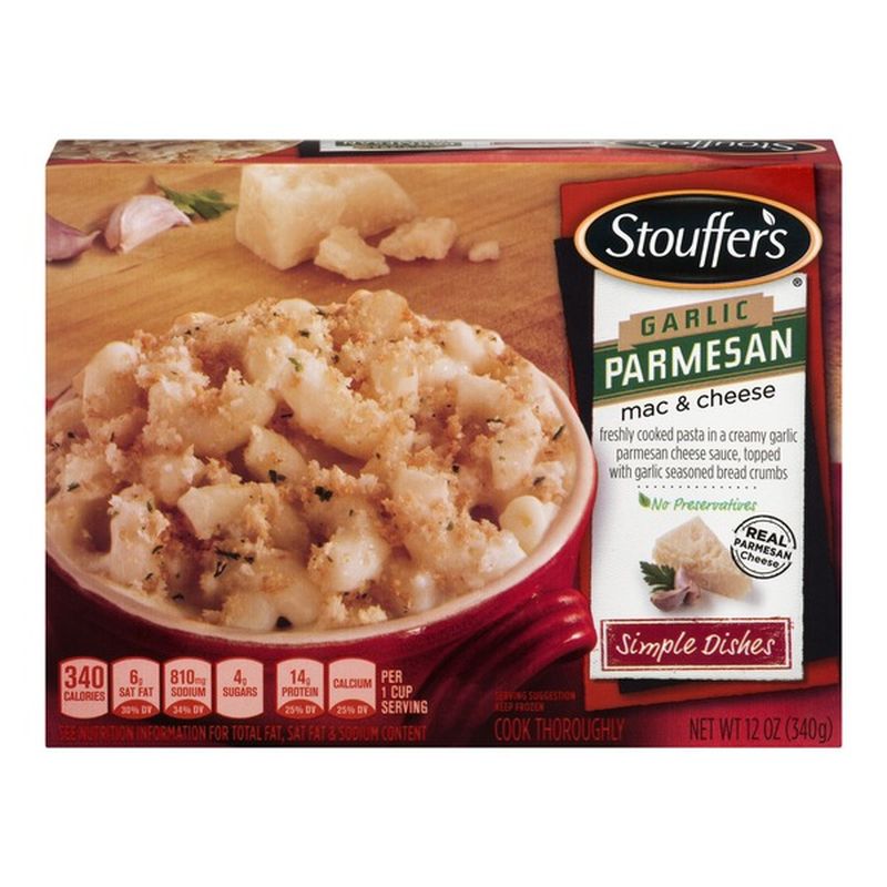 Stouffer S Simple Dishes Freshly Cooked Pasta In A Creamy Garlic Parmesan Cheese Sauce Topped With Garlic Seasoned Bread Crumbs Garlic Parmesan Mac Cheese 12 Oz Instacart