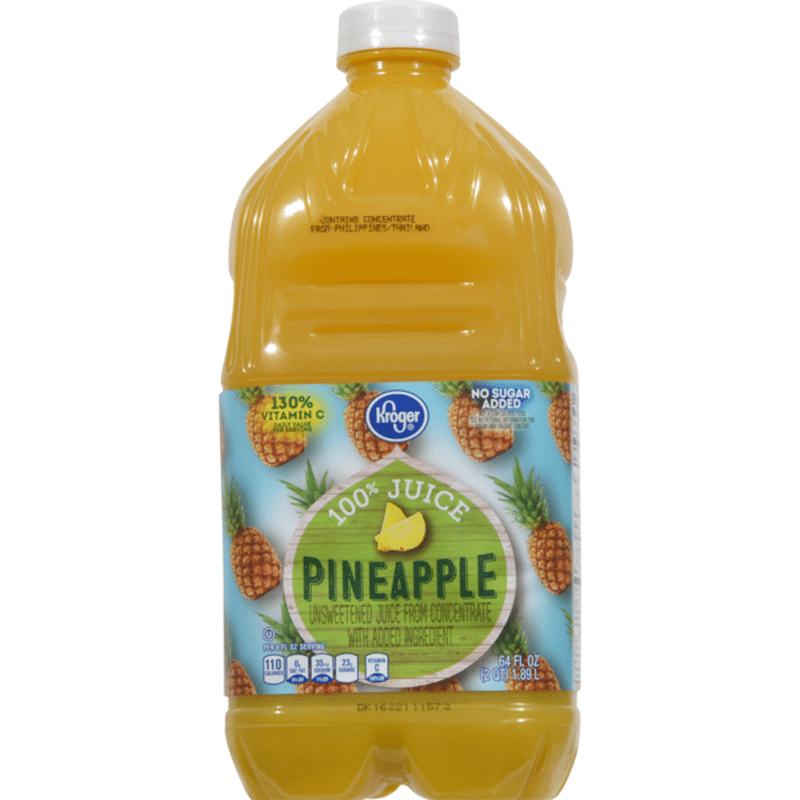 Kroger Pineapple No Sugar Added Unsweetened 100 Juice From Concentrate