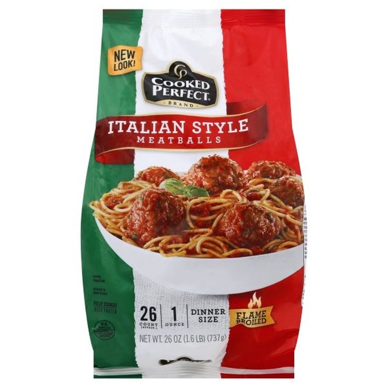Cooked Perfect Meatballs, Flame Broiled, Italian Style, Dinner Size (1 ...