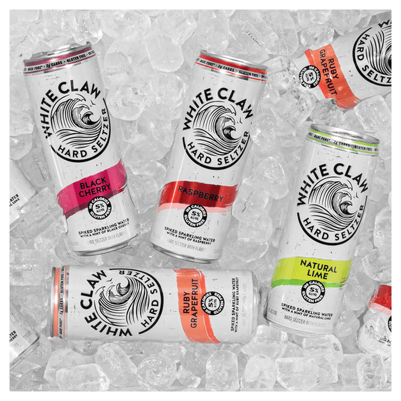 White Claw Hard Seltzer, Natural Lime/Raspberry/Ruby Grapefruit/Black ...