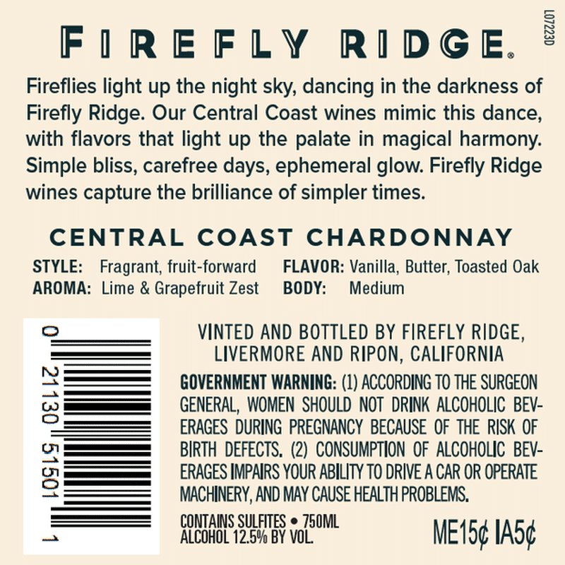 Firefly Ridge Firefly Ridge Chardonnay White Wine 750 Ml Delivery Or Pickup Near Me Instacart