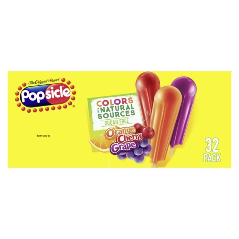 Popsicle Ice Pops Sugar Free Orange Cherry Grape (32 Ct) - Instacart