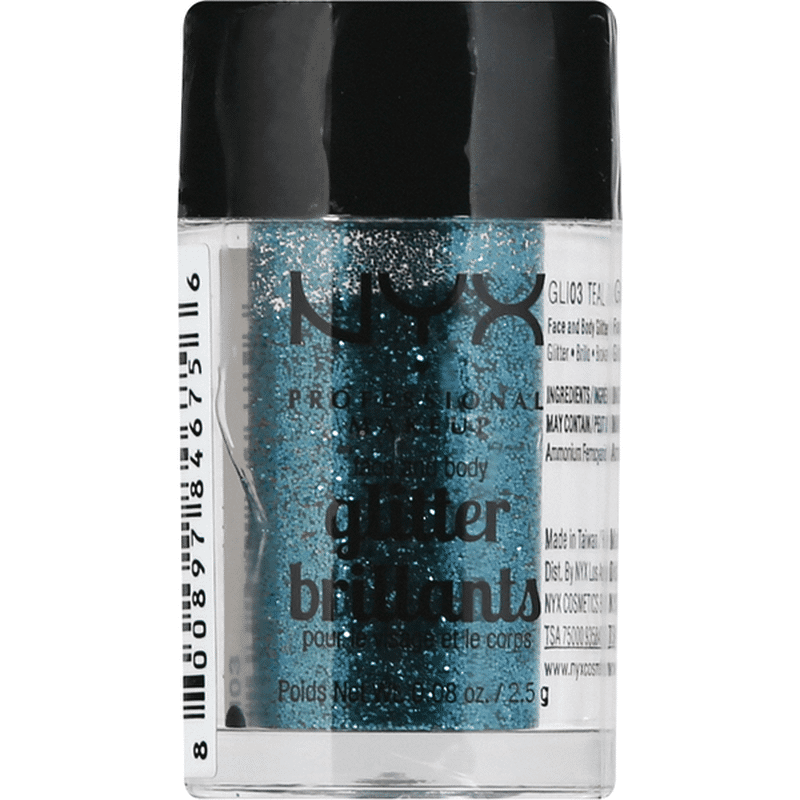 Nyx Professional Makeup Face And Body Glitter Teal Gli03 0 08 Oz Instacart