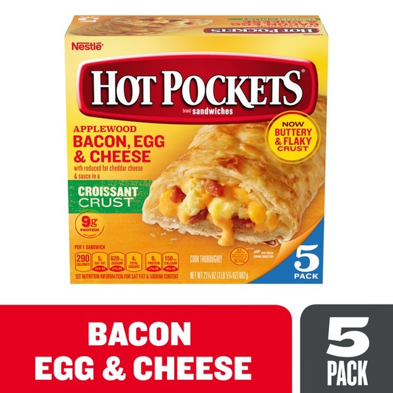 Hot Pockets Applewood Bacon, Egg & Cheese Croissant Crust Frozen Breakfast Sandwiches (21.25 oz