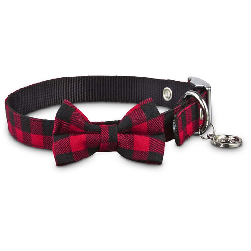 Bond & Co. Small Red & Black Buffalo Checkered Buckle Collar