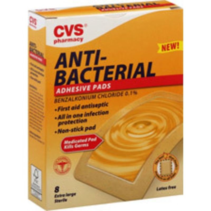 CVS Pharmacy Anti Bacterial Extra Large Adhesive Pads 3 X 4 Inches (8 cvs pharmacy singapore