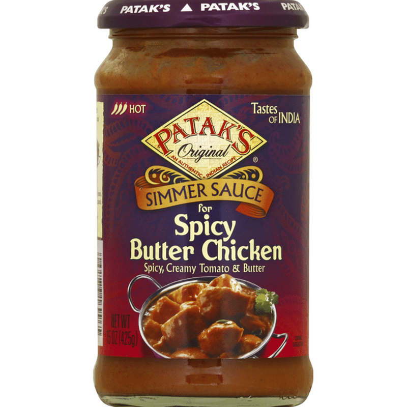 Patak's Simmer Sauce, For Spicy Butter Chicken, Original, Hot (15 Oz ...