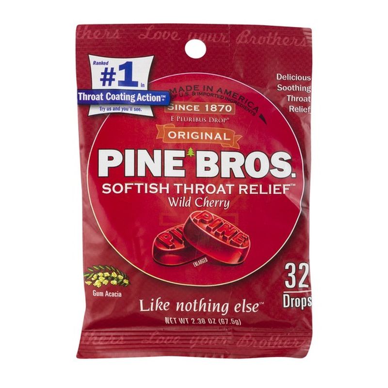 Pine Bros. Softish Throat Relief Drops Wild Cherry 32 CT (2.38 oz