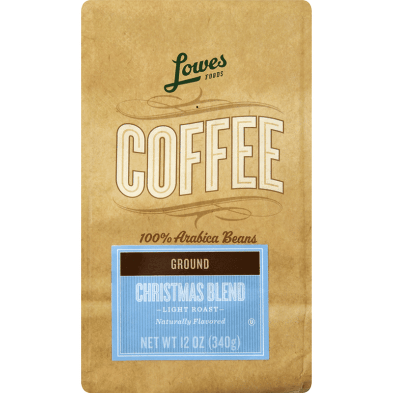 Lowes Foods Coffee, Ground, Light Roast, Christmas Blend (12 oz