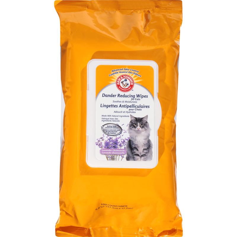 Arm & Hammer Wipes for Cats, Dander Reducing, Lavender Chamomile (100