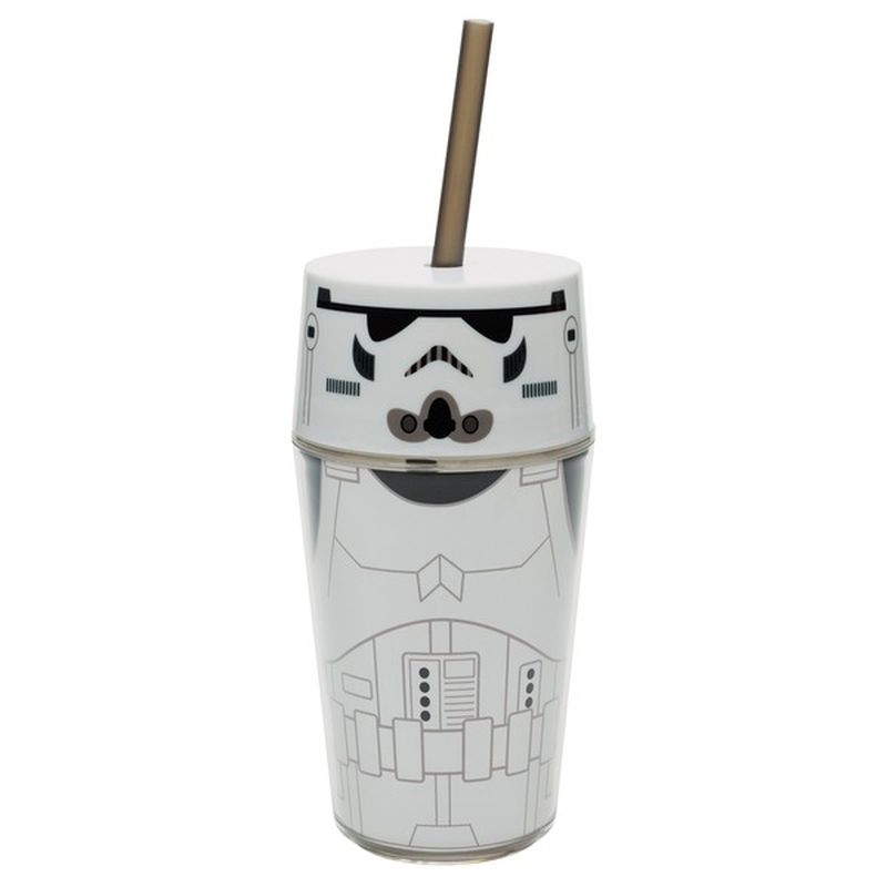 zak! designs 14 Ounce Storm Trooper Tumbler With Straw & Lid Star Wars Cup Insulated