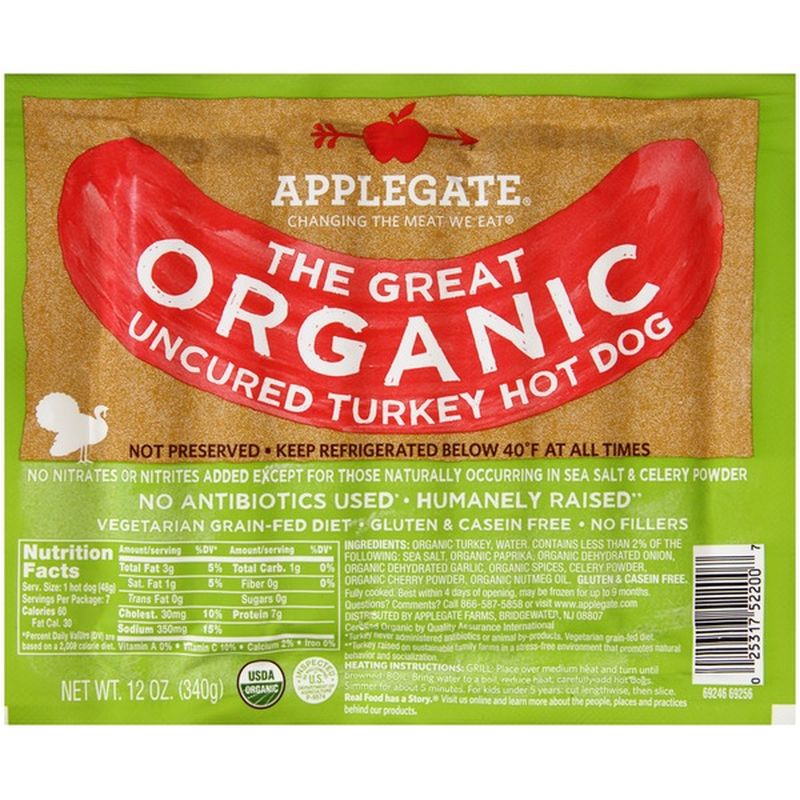 Applegate Organic Turkey Hot Dogs (12 oz) Instacart