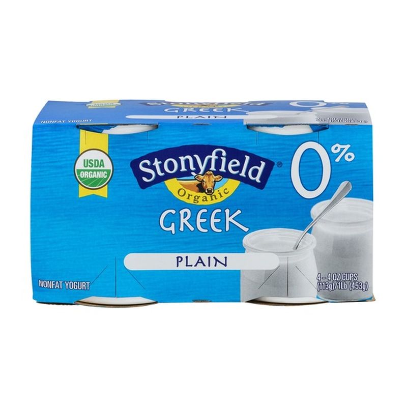 Stonyfield Organic Organic Greek Nonfat Yogurt Plain 4 CT (4 oz