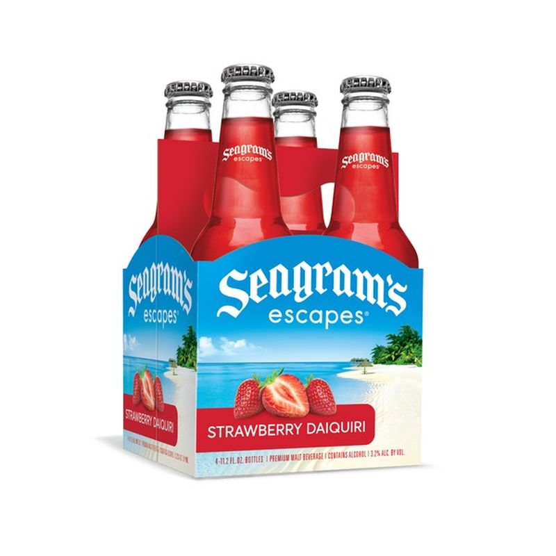 Seagrams Escapes Malt Beverage, Premium, Strawberry Daiquiri, 4 Pack