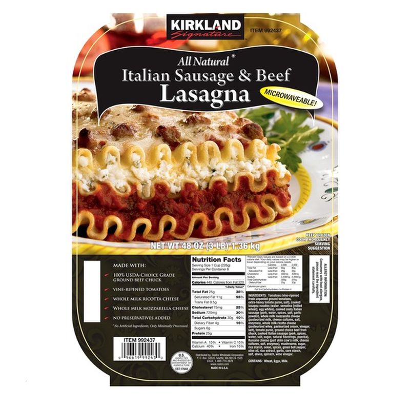 Kirkland Signature Italian Sausage & Beef Lasagna (48 Oz) - Instacart