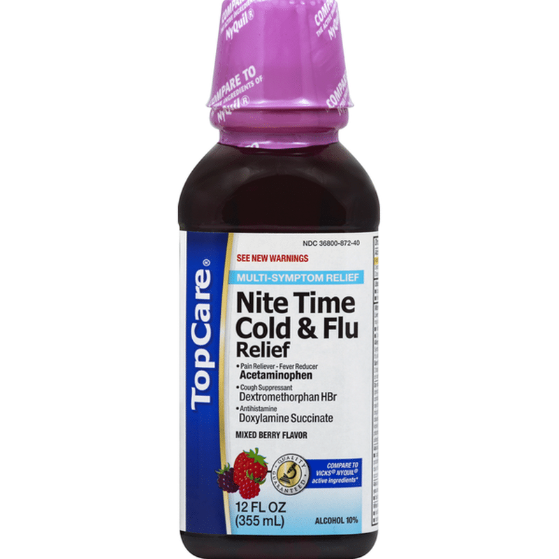 TopCare Cold & Flu Relief, Nite Time, Mixed Berry Flavor (12 fl oz