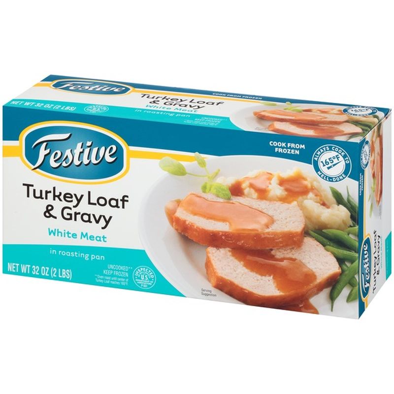 Festive White Meat Turkey Loaf & Gravy in Roasting Pan (32 oz) - Instacart