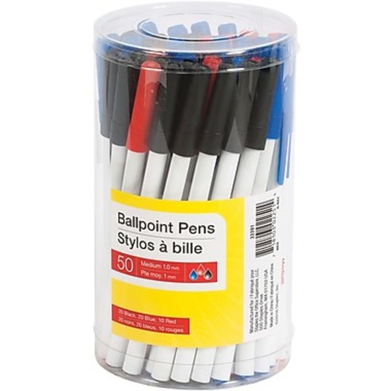Staples Assorted 1.0mm Stick Ballpoint Pens (50 ct) Instacart