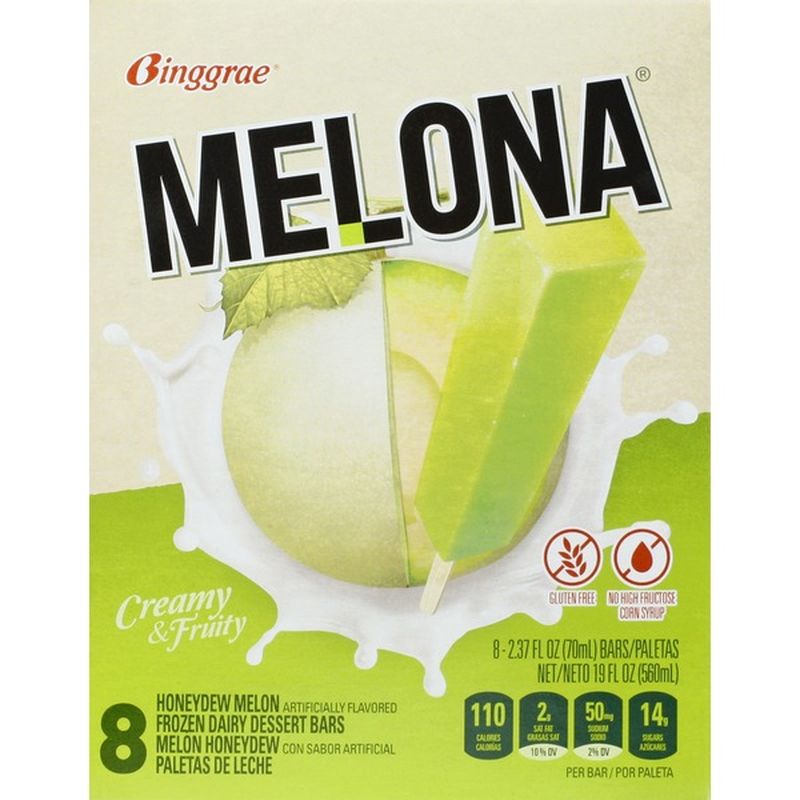 Melona Dessert Bars, Frozen Dairy, Honeydew Melon