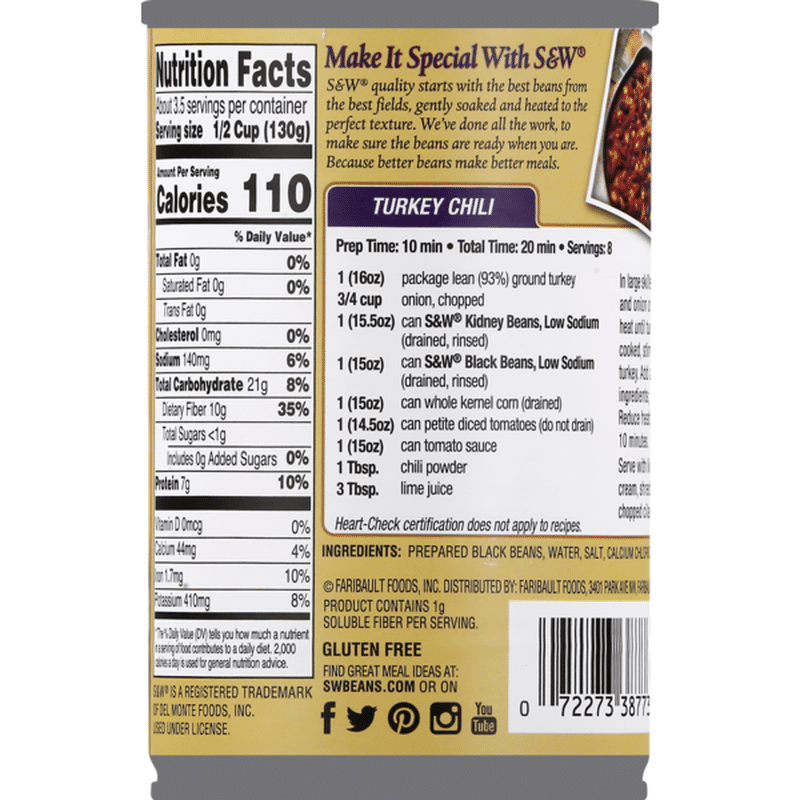 S&w Black Beans, Low Sodium, Can (15 oz) Instacart