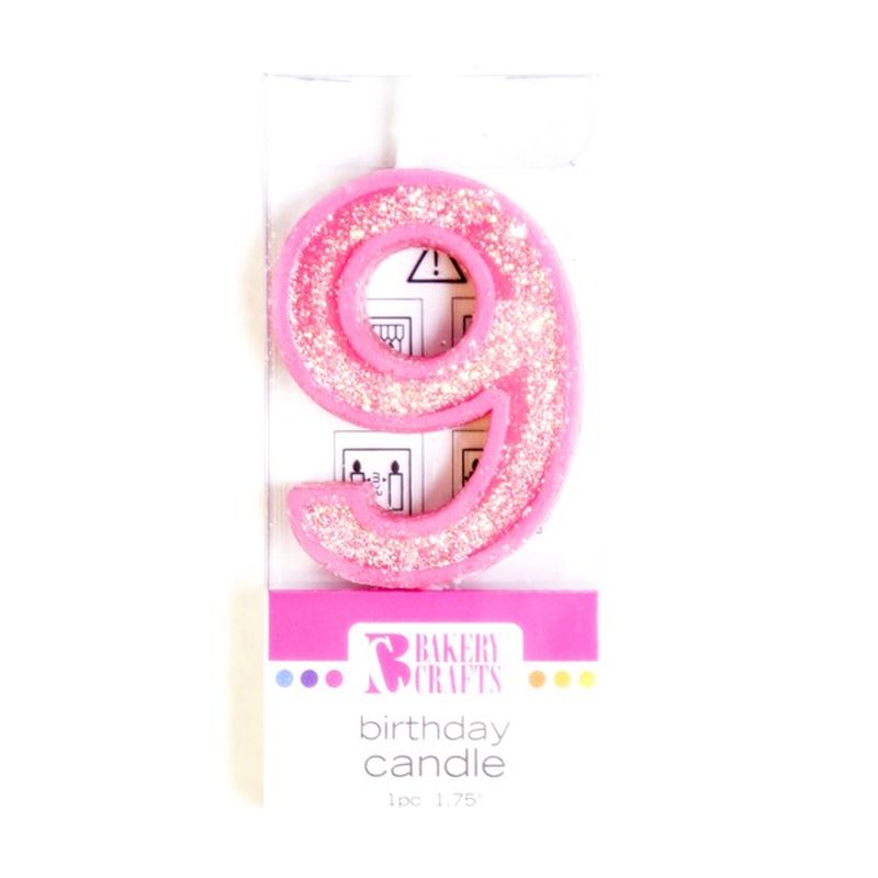 Bakery Crafts 1.75" Glitter Number 9 Candle