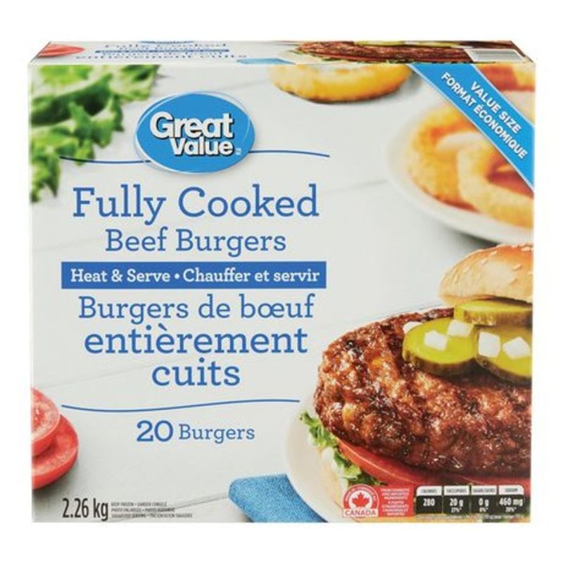 Great Value Fully Cooked Beef Burgers (113 g) Instacart