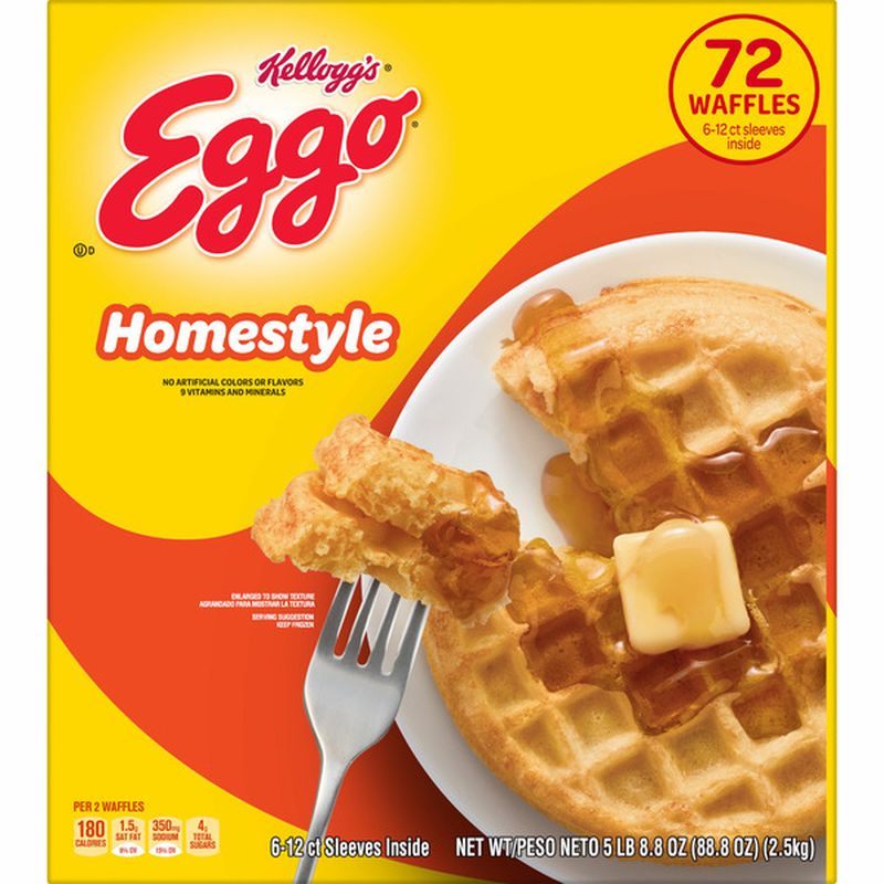 Eggo Frozen Waffles, Frozen Breakfast, Toaster Waffles, Homestyle (88.8