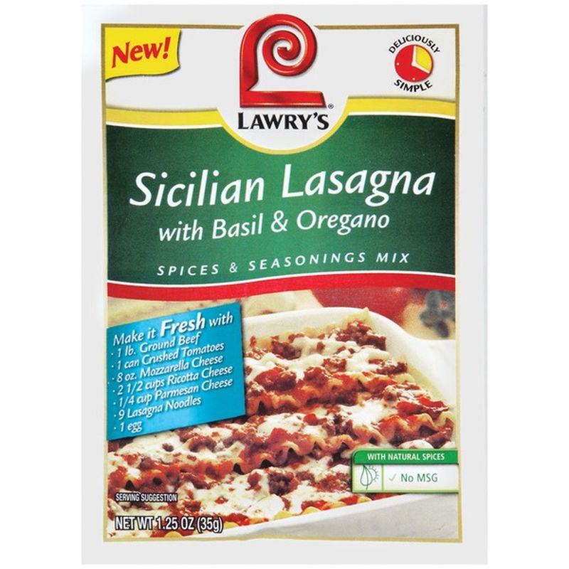 Lawry's Sicilian Lasagna with Basil & Oregano Spices & Seasonings Mix