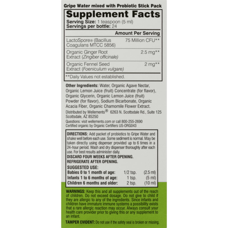 wellements organic probiotic gripe water