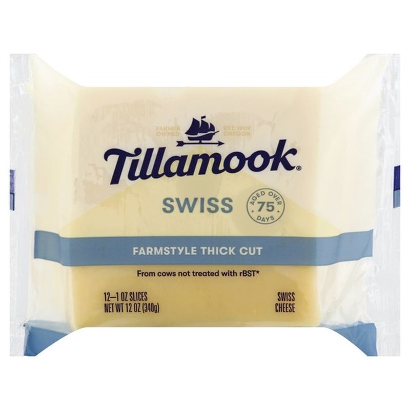 Tillamook Farmstyle Thick Cut Swiss Cheese Slices (12 Ct) - Instacart