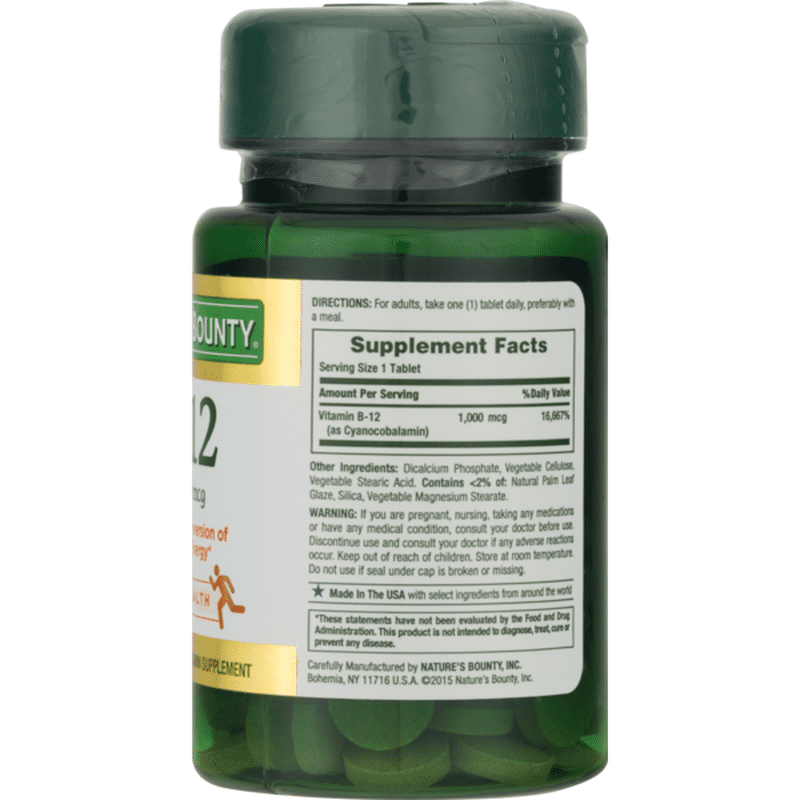 Natures Bounty Vitamin B 12 1000 Mcg 100 Ct Instacart