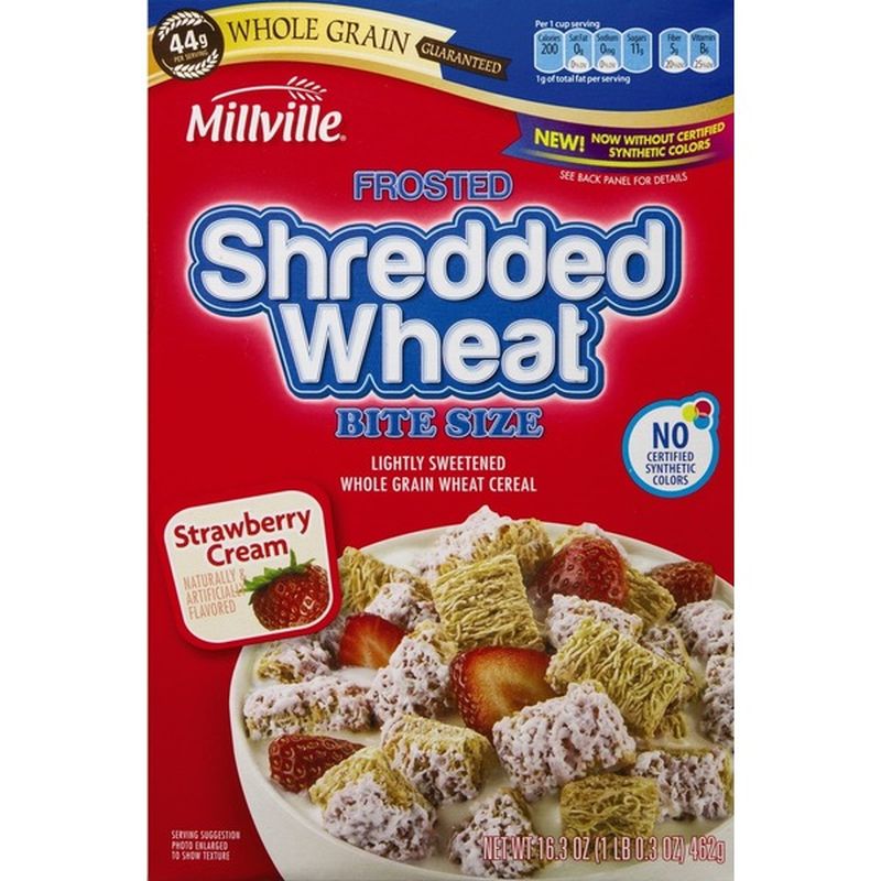 Millville Frosted Shredded Wheat Bite Size Strawberry Cream