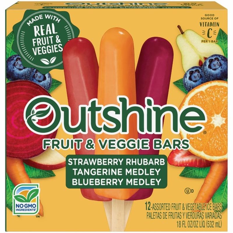 Outshine Fruit & Veggie Bars Strawberry Rhubarb, Tangerine Medley