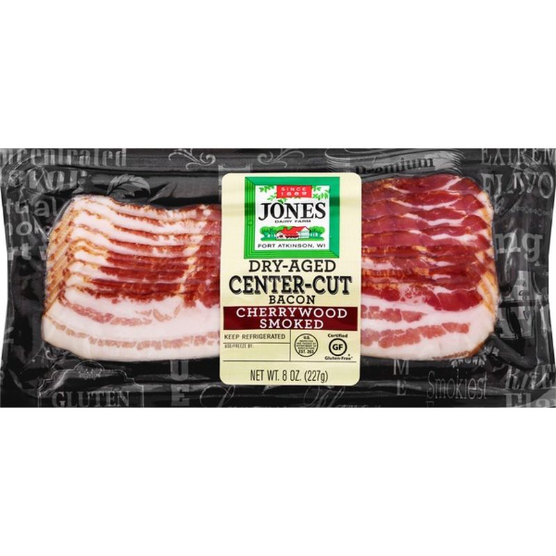 Jones Dairy Farm Bacon, Cherrywood Smoked, CenterCut, Dry Aged (8 oz